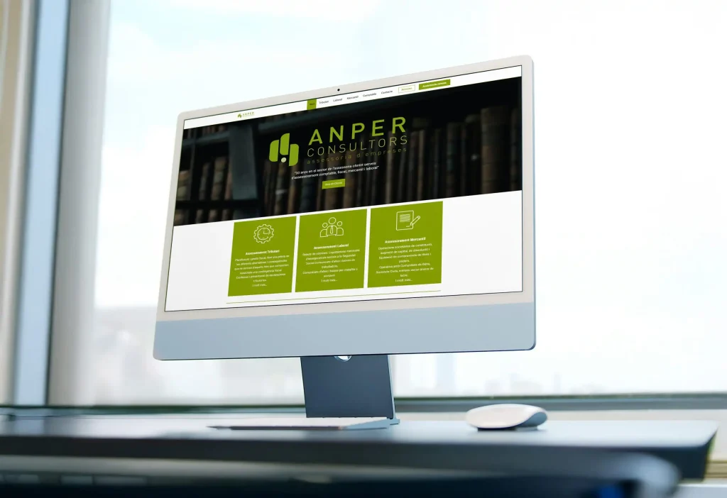 Mockup web dissenyada per a empresa Anper - Aplitec Informàtica